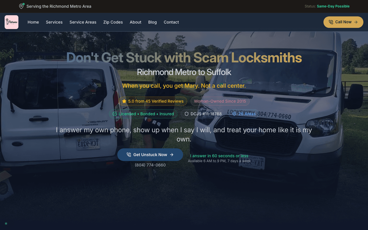 Petrone Locksmith, live site